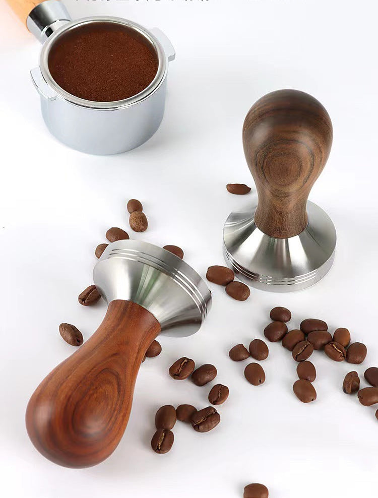 Macaron Ergofit Espresso Tamper – Stainless Steel Base with Wooden/Aluminium Handle (58mm / 53mm / 51mm)