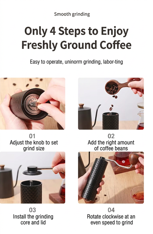 Double Bearing Positioning Center Shaft Uniform Grinding Stainless Steel Toner All Metal Body Coffee Bean Grinder