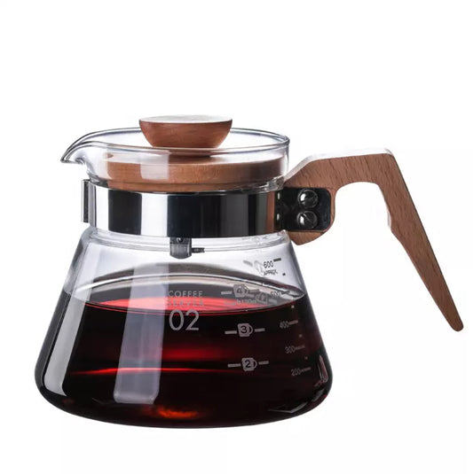 Hario V60 Glass Coffee Server, 600ml, Wooden Handle